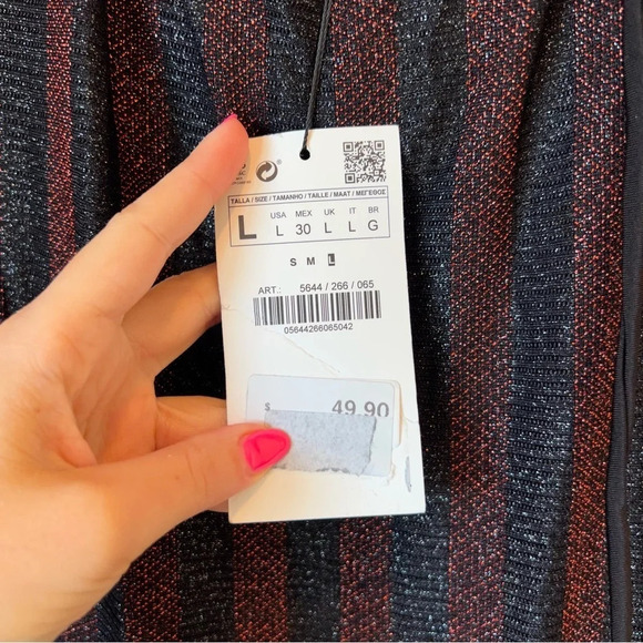 NWT Zara Stripes Metallic Hooded Pullover - Picture 2 of 5